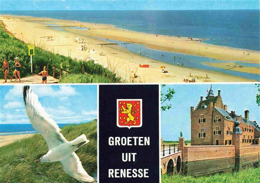 73978923 Renesse aan Zee NL Kuestenpanorama Strand Moewe Schloss