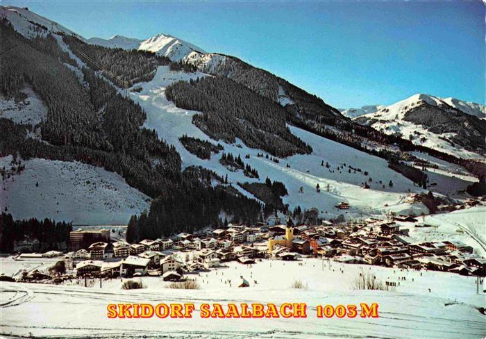 73978927 Saalbach -Hinterglemm AT Panorama Wintersportplatz mit Schattberg Zwoel