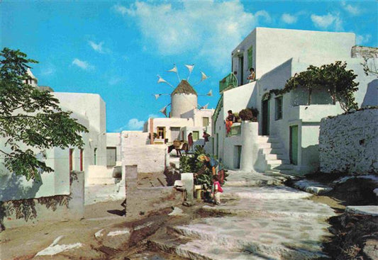 73980914 Myconos Mykonos Micono Greece Picturesque street