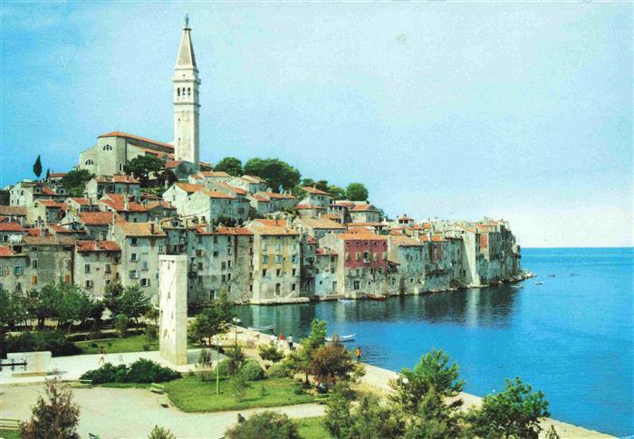 73980945 Rovinj Rovigno Istria Croatia waterfront old town church