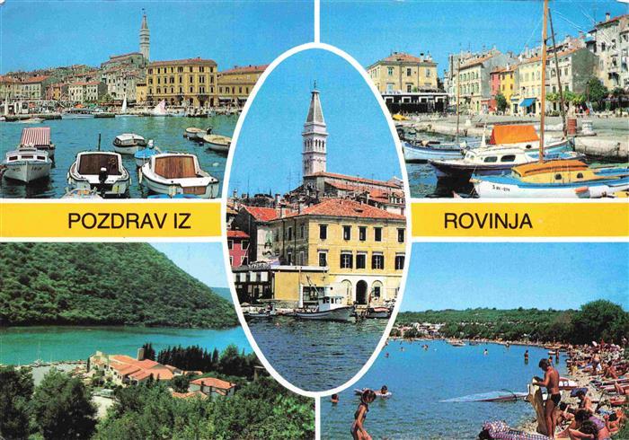 73980995 Rovinj Rovigno Istria Croatia Harbour Beach Old Town Panorama