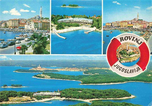 73980997 Rovinj Rovigno Istria Croatia Panorama Harbour Hotel on the Beach Aerial