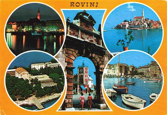 73981001 Rovinj Rovigno Istria Croatia partial views harbor aerial view