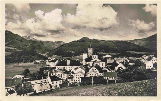 73981398 Maria-Zell Mariazell Steiermark AT Panorama Blick gegen die Gruenau