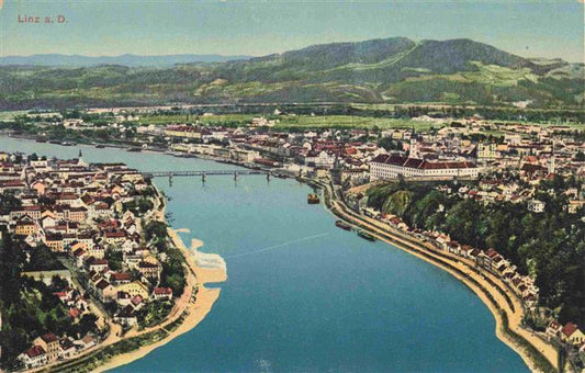 73981425 LINZ DONAU AT Fliegeraufnahme Militaerpflege Reservespital Stempel