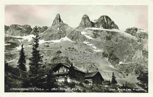 73981646 Lindauerhuette 1770m Gauertal Vorarlberg AT Berghuette mit Drei Tuermen