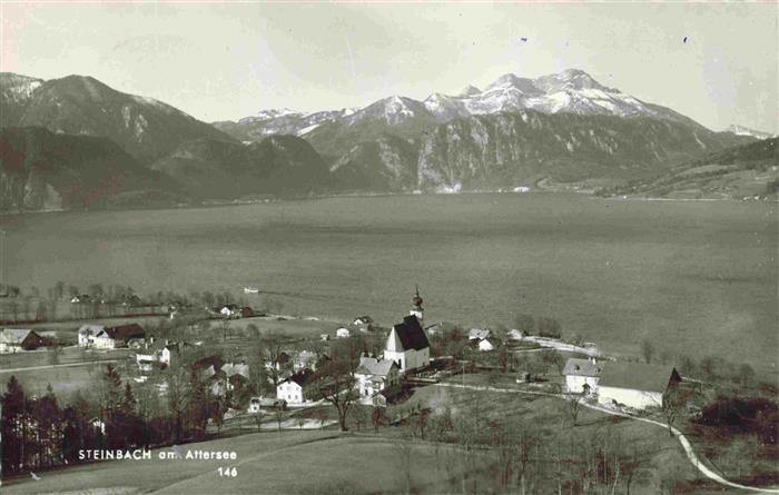 73981858 Steinbach Attersee Oberoesterreich AT Panorama Blick ueber den Attersee