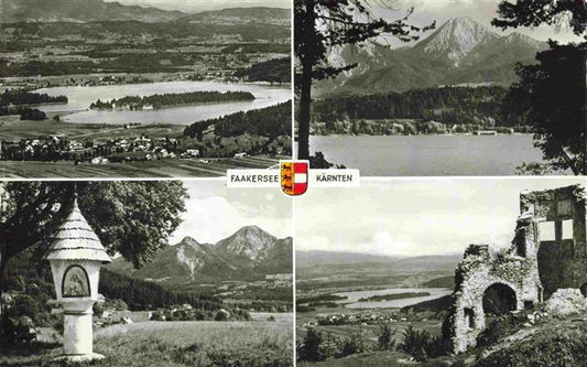 73982263 Faakersee Kaernten AT Seepanorama Bildstock Ruine