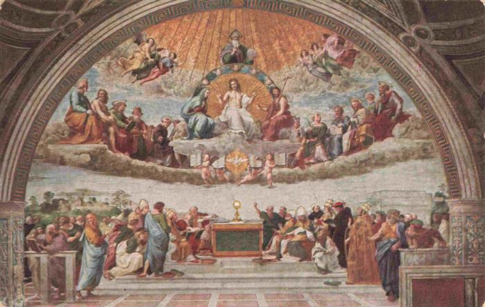 74001604 RAFFAEL RAFFAELLO RAPAHEL Kuenstlerkarte La Disputa Fresco Vaticano Rom