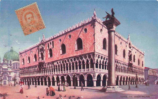 74013774 Briefmarken auf Postkarte Timbres Postage Francobollo-- Venice Venedig