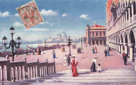 74013775 Briefmarken auf Postkarte Timbres Postage Francobollo-- Venice Venedig