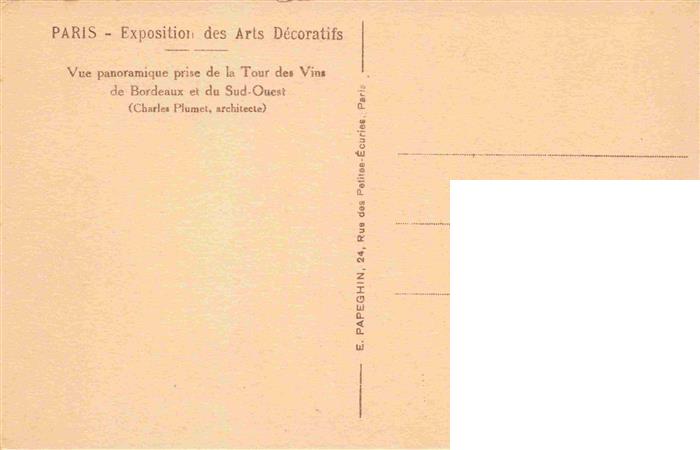 74012237 Exposition Arts Decoratifs Paris 1925 Tour des Vins de Bordeaux Sud-Oue