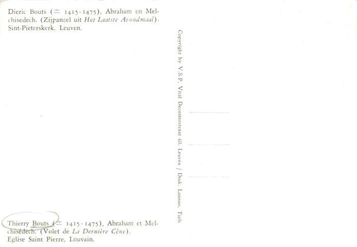74013337 Bouts Thierry Kuenstlerkarte Abraham en Melchisedech Eglise Saint-Pierr