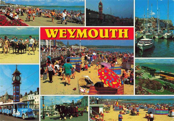 73984900 Weymouth Dorset UK Promenade Strandpartien Touristenmobil Hafenpartie