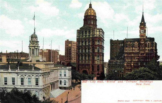 73985271 NEW YORK City USA City Hall World and Tribune Buildings