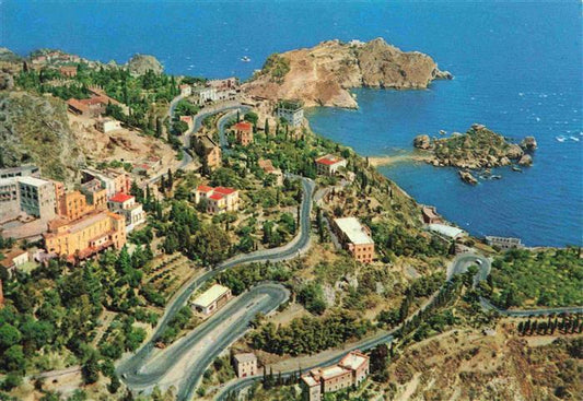 73985339 Taormina Sicilia IT Fliegeraufnahme mit Isola Bella