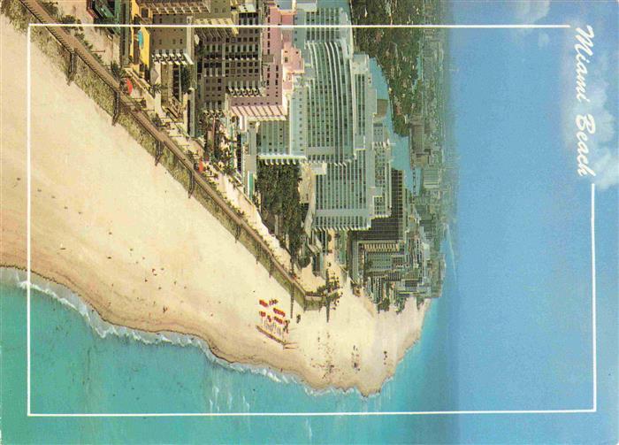 73985755 Miami Beach Aerial view showing the boardwalk along the Atlantic Ocean