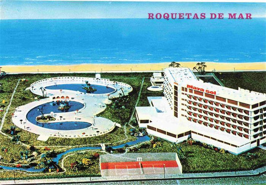 73985760 Roquetas de Mar ES Hotel Playa Sol Swimming Pool Tennis vista aérea