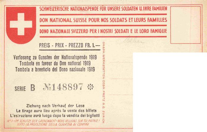 74025569 Militaria Schweiz Nationalspende SoldatenFamilien