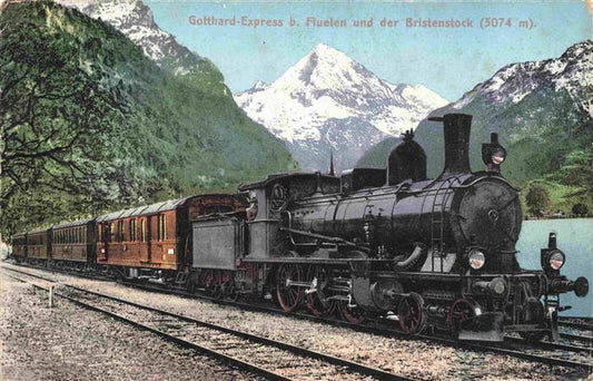 74025572 Eisenbahn Railway Chemin de Fer Gothard Express Fleulen Bristenstock