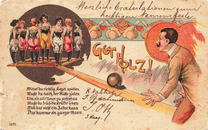 74025581 Kegeln Bowling Bolos-- Frauen Litho