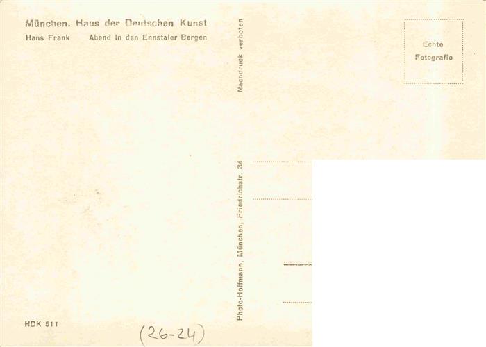 74026921 Verlag HDK Haus der Deutschen Kunst Nr. 511 Hans Frank Abend in den Enn