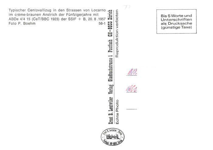 74026933 Eisenbahn Railway Chemin de Fer Centovallizug Locarno ABDe 4/4 15