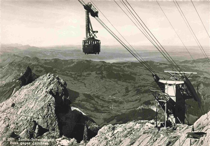 74027192 Seilbahn Cable-Car Telepherique Saentis Zuerichsee Berghotel