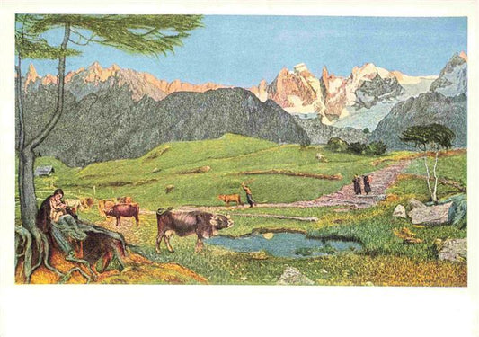 74027211 Segantini Giovanni Kuenstlerkarte Nr. 1593 Werden La Vita