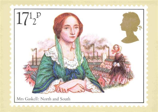 74027803 Briefmarken auf AK Timbres Postage Francobollo-- Mrs Gaskell North Sout