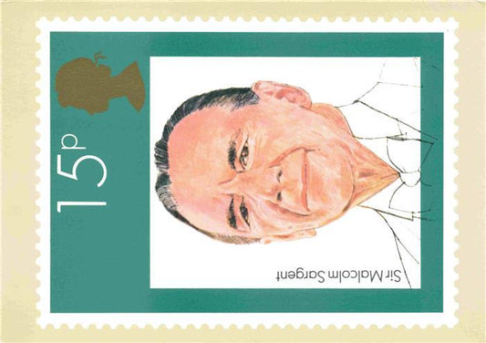 74027807 Briefmarken auf AK Timbres Postage Francobollo-- Sir Malcolm Sargent