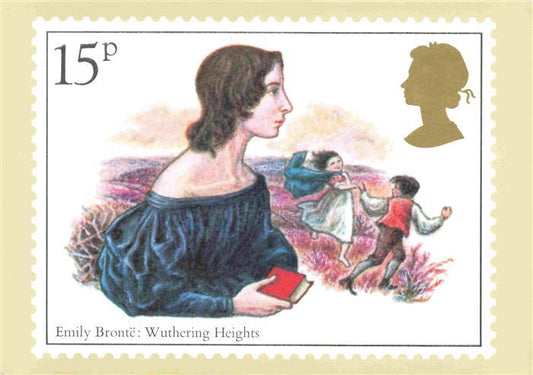 74027811 Briefmarken auf AK Timbres Postage Francobollo-- Emily Bronte Wuthering