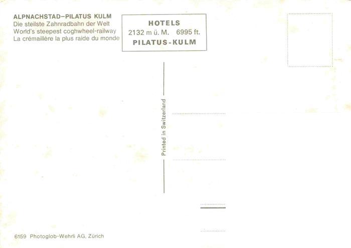 74027838 Zahnradbahn Standseilbahn Furniculaire Rack Railway-- Alpenachstad Pila