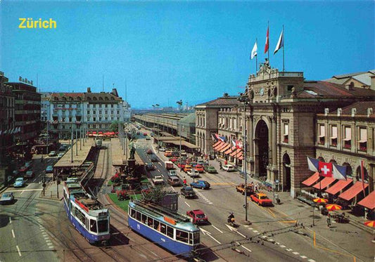 74027847 Strassenbahn Tramway-- Schweiz Zuerich Hauptbahnhof Bahnhofplatz