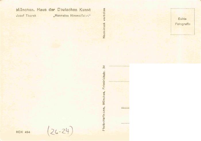 74027874 Verlag HDK Haus der Deutschen Kunst Nr. 494 Muenchen Josef Thorak Hanne