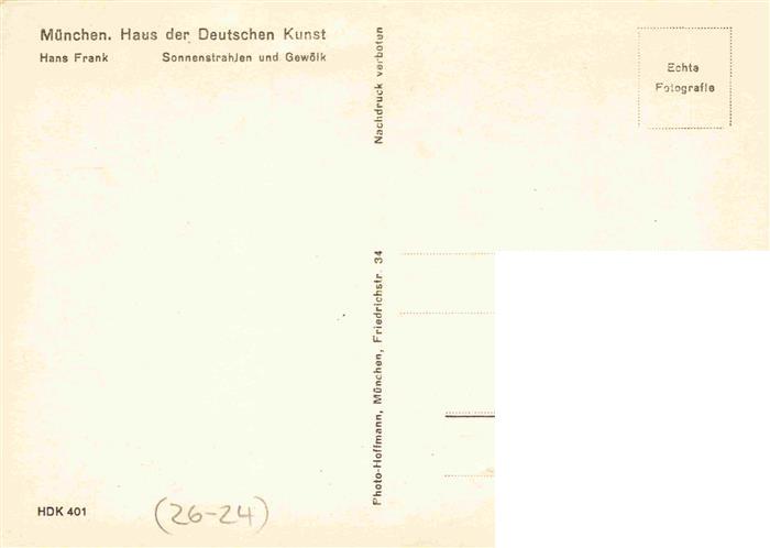 74027885 Verlag HDK Haus der Deutschen Kunst Nr. 401 Hans Frank Sonnenstrahlen u