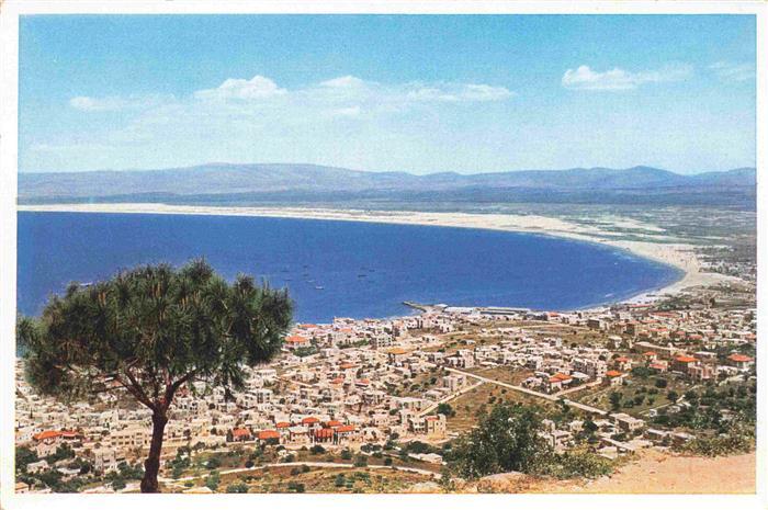 73965839 Haifa Israel Panorama view form Mount Carmel Town and bay Mountains of