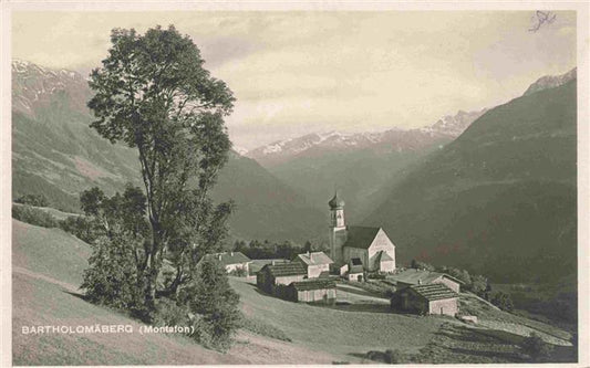 73965617 Bartholomaeberg 1100m Vorarlberg AT Panorama mit Kirche