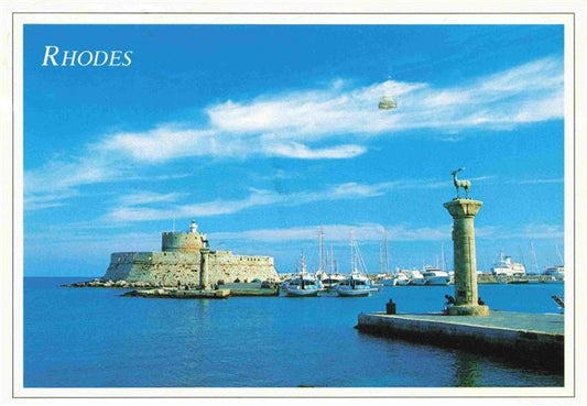 73965904 Rhodes RHODOS Greece Port with fortress and harbor entrance