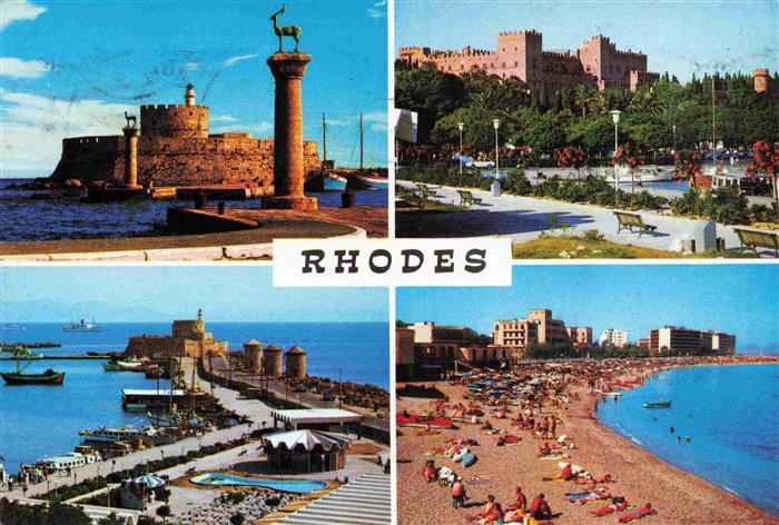 73965905 Rhodes RHODOS Greece harbor entrance fortress beach areas