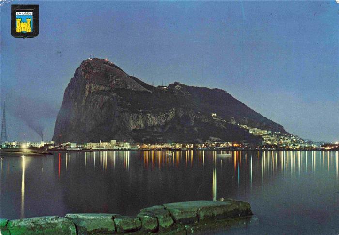 73966318 La Linea Cadiz Andalucia ES Vista night of the Penon de Gibraltar