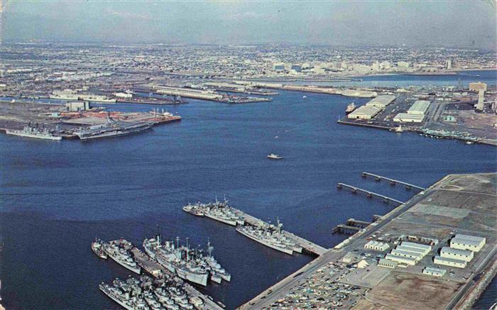 73966629 Long Beach California USA looking northeast Terminal Island Naval Stati