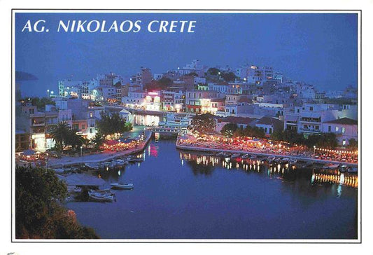 73966736 Nikolaos Agios Nikolaos Crete Crete harbor at night