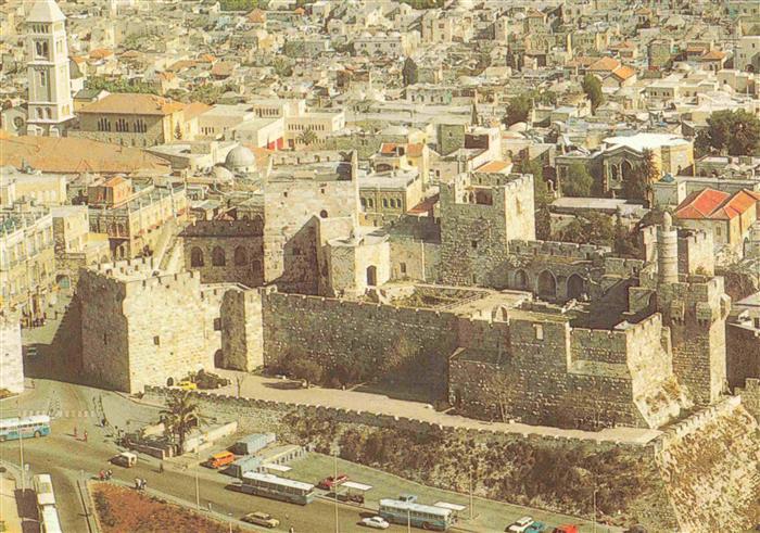 73969352 Jerusalem  Yerushalayim Israel Birds eye view Citadel and Jaffa Gate Zi