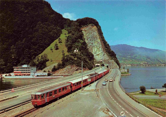 74027298 Eisenbahn Railway Chemin de Fer Stansstad Acheregg Schweiz Autobahn