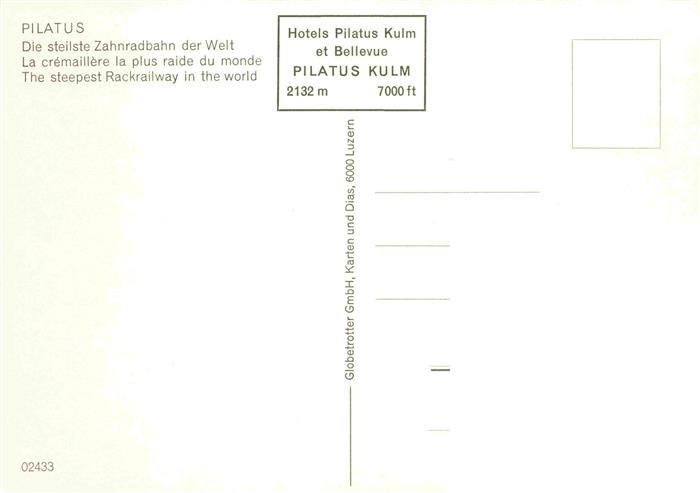 74027299 Zahnradbahn Standseilbahn Furniculaire Rack Railway-- Pilatus