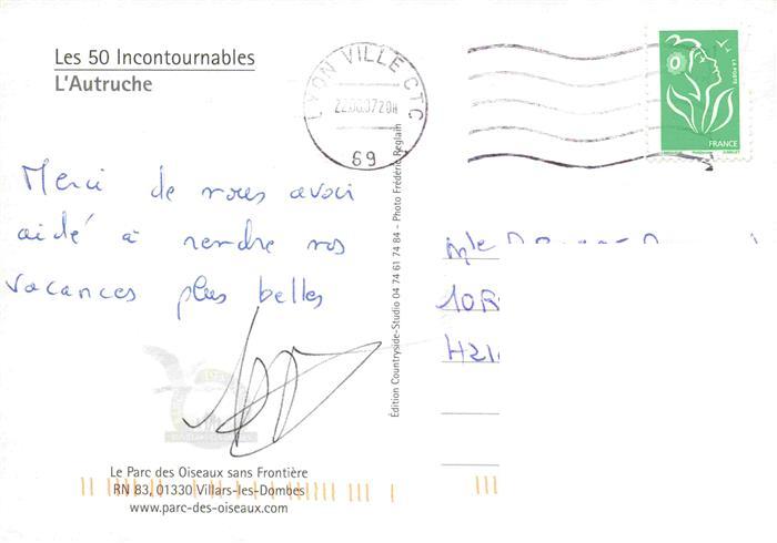 74028231 Vogel Strauss Ostrich Autruche Struzzo Avestruz-- Villars les Dombes