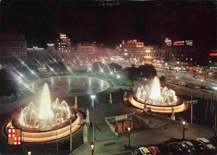 73970177 Barcelona Cataluna ES Plaza de Cataluna Vista nocturna