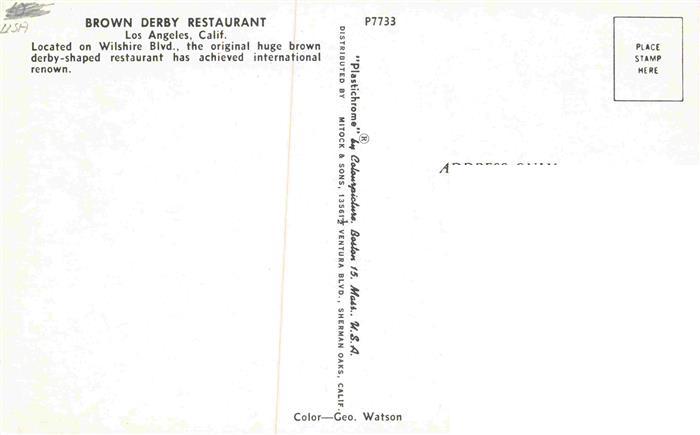 73993824 LOS ANGELES California USA Brown Derby Restaurant