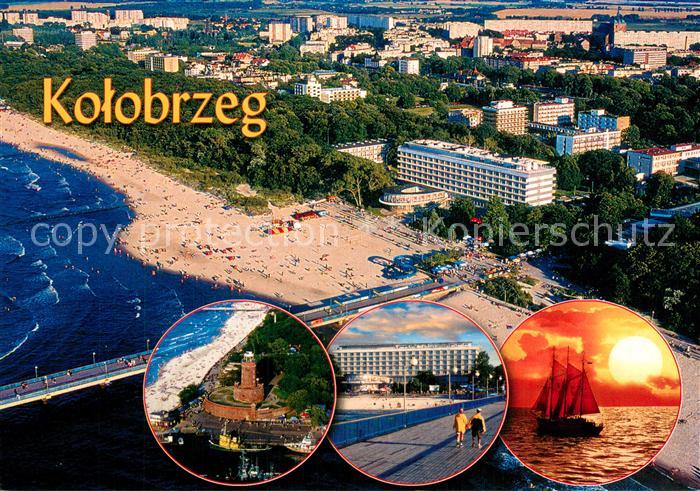 73754705 Kolobrzeg Kolberg Ostseebad Fliegeraufnahme Leuchtturm Promenade Segels